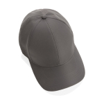 Gorra deportiva de RPET con 6 paneles y ajuste trasero de hebilla color gris sexta vista