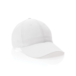 Gorra de algodón reciclado 6 paneles con cierre de velcro 190 g/m2 color blanco