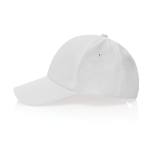 Gorra de algodón reciclado 6 paneles con cierre de velcro 190 g/m2 color blanco tercera vista