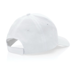 Gorra de algodón reciclado 6 paneles con cierre de velcro 190 g/m2 color blanco quinta vista