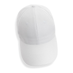 Gorra de algodón reciclado 6 paneles con cierre de velcro 190 g/m2 color blanco sexta vista