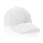 Gorra de algodón reciclado 6 paneles con cierre de velcro 190 g/m2 color blanco séptima vista