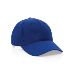 Gorra de algodón reciclado de 6 paneles y trazador AWARE™ 280 g/m2 color azul