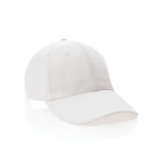 Gorra de algodón reciclado de 6 paneles y trazador AWARE™ 280 g/m2 color blanco