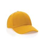 Gorra de algodón reciclado de 6 paneles y trazador AWARE™ 280 g/m2 color amarillo