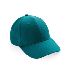 Gorra de algodón reciclado de 6 paneles y trazador AWARE™ 280 g/m2 color verde