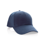 Gorra de algodón reciclado de 6 paneles y trazador AWARE™ 280 g/m2 color azul marino