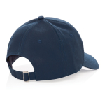 Gorra de algodón reciclado de 6 paneles y trazador AWARE™ 280 g/m2 color azul marino quinta vista