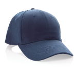 Gorra de algodón reciclado de 6 paneles y trazador AWARE™ 280 g/m2 color azul marino séptima vista