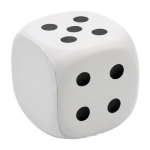 Antiestrés de espuma PU en forma de dado para personalizar color blanco tercera vista