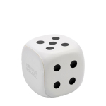 Antiestrés de espuma PU en forma de dado para personalizar color blanco vista de impresión