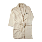 Albornoz de fibra polar con 2 bolsillos frontales talla única color beige vista de impresión