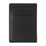 Tarjetero de piel de cabra con 3 bolsillos de lado y uno principal color negro primera vista