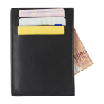 Tarjetero de piel de cabra con 3 bolsillos de lado y uno principal color negro segunda vista