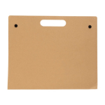 Carpeta de cartón con material de escritura y asa de transporte color marrón primera vista