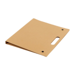 Carpeta de cartón con material de escritura y asa de transporte color marrón séptima vista