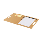 Carpeta de cartón con material de escritura y asa de transporte color marrón octava vista