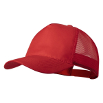Gorra de 5 paneles con malla trasera y cierre ajustable de plástico color rojo primera vista