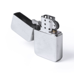 Encendedor metálico mate de mecanismo de piedra recargable color plateado primera vista