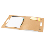 Carpeta de cartón reciclado con material de oficina dentro color natural cuarta vista