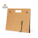 Carpeta de cartón reciclado con material de oficina dentro color natural primera vista