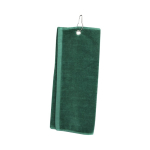 Toalla de algodón absorbente con mosquetón de transporte 40x50cm color verde oscuro