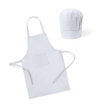 Set de delantal y gorro de cocina de non-woven para niños color blanco primera vista