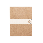 Carpeta con exterior de corcho para personalizar y cierre elástico color natural