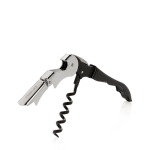 Sacacorchos clásico de camarero de acero inoxidable con caja color negro vista de impresión