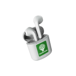 Auriculares BT Twins Core Fresh 'n Rebel con control táctil y carga rápida color blanco roto vista con impresión