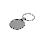 Llavero de metal cromado con acabado brillante y en forma rectangular