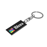 Llavero metálico rectangular personalizable a todo color en ambas caras color plateado