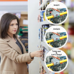Llavero metálico con moneda para carrito de supermercado color plateado