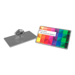 Pin metálico rectangular pequeño con acabado abovedado y cierre seguro