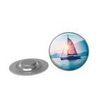 Pin metálico promocional para ropa con cierre magnético redondo color plateado