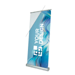Banner enrollable fabricado en Europa con bolsa de transporte mediano vista de impresión