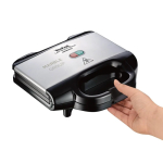 Parrilla de contacto con placas antiadherentes y cierre seguro Tefal color plateado