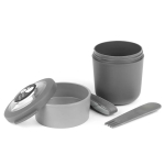 Fiambrera hermética de plástico con cubiertos 2 en 1 fabricada en UE color gris
