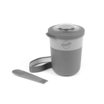 Fiambrera hermética de plástico con cubiertos 2 en 1 fabricada en UE color gris