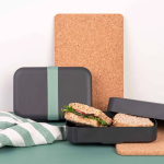 Fiambrera de plástico reciclado con banda elástica fabricada en UE color gris