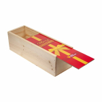 Caja para vino de madera mediana fabricada en UE con tapa deslizante color madera