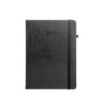 Agenda de cuero sintético con portaboli y planificación semanal B5 color negro primera vista