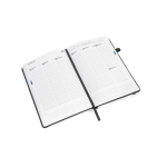 Agenda de cuero sintético con portaboli y planificación semanal B5 color negro tercera vista