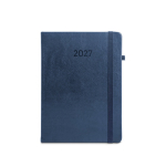 Agenda de cuero sintético con portaboli y planificación semanal B5 color azul primera vista