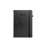 Agenda para merchandising de cuero sintético con portaboli y vista diaria B5 color negro primera vista