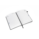 Agenda para merchandising de cuero sintético con portaboli y vista diaria B5 color negro tercera vista
