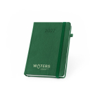 Agenda con cubierta en piel sintética y vista diaria A5 color verde oscuro imagen con logo