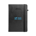 Agenda para merchandising de cuero sintético con portaboli y vista diaria B5 vista principal