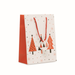 Bolsa de regalo de papel con temática de Navidad tamaño mediano color blanco