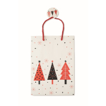 Bolsa de regalo de papel con temática de Navidad tamaño mediano color blanco quinta vista